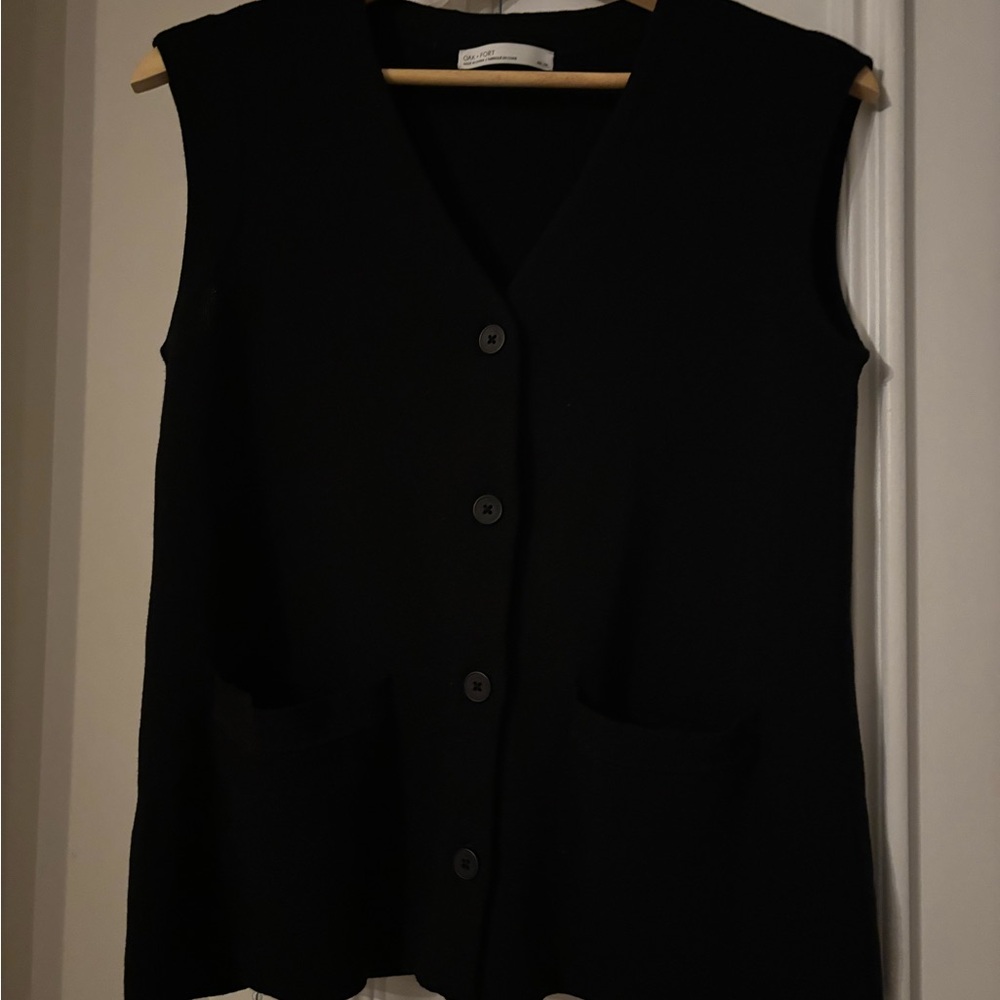 Black Button-Up Vest Oversized Vest